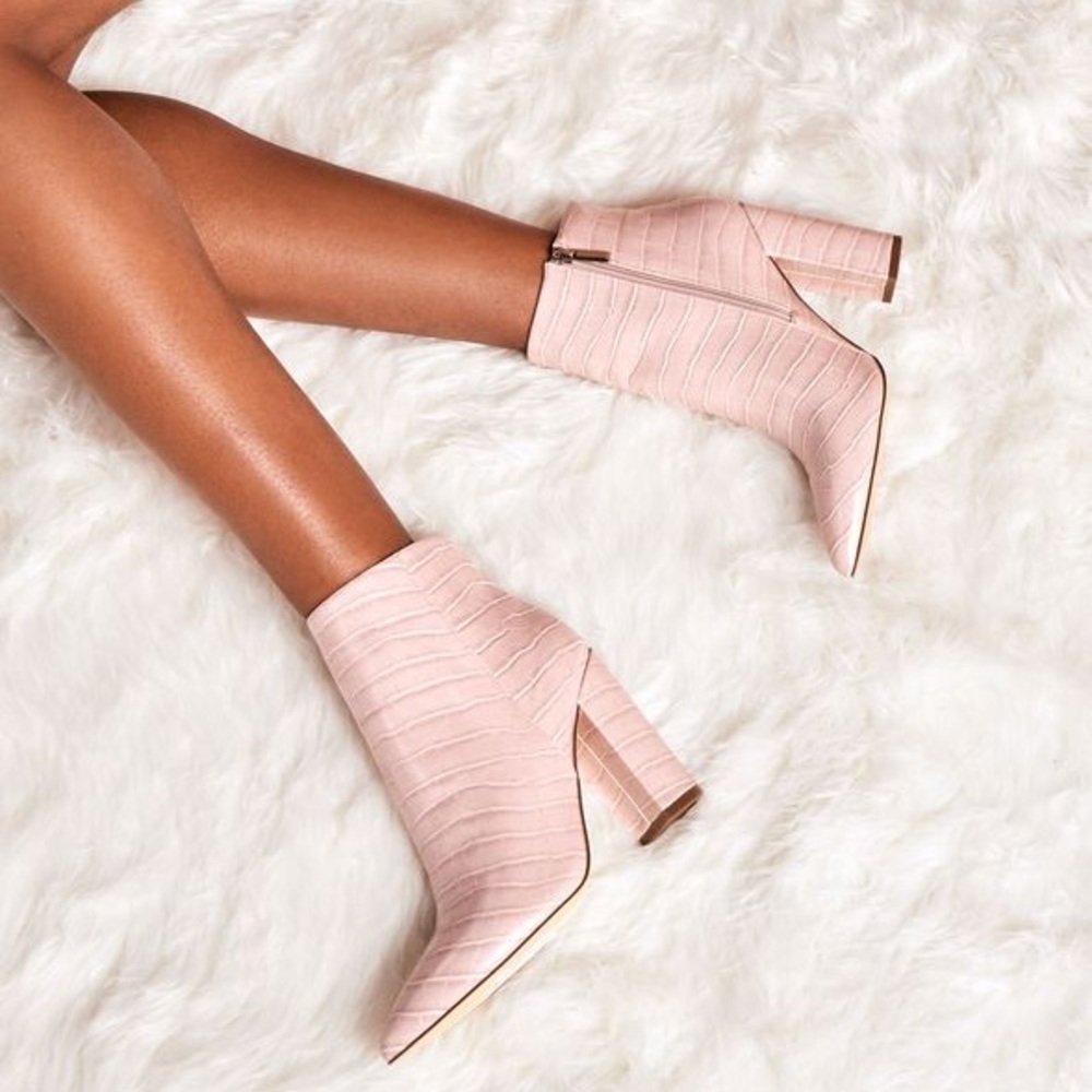 Blush Pink Crocodile Booties